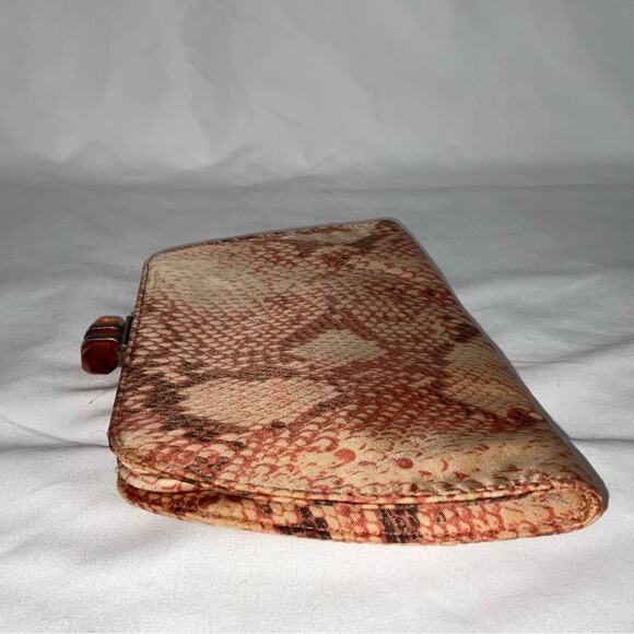 Banana Republic 100% Silk Bag Pouch Clutch Purse Snake Rust Colored Stone Crysta - Picture 9 of 9